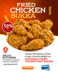 White Maximalist National Fried Chicken Day Instagram Portrait template