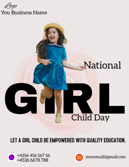 White Maximalist National Girl Child Day October 11 Flyer (us Letter ...