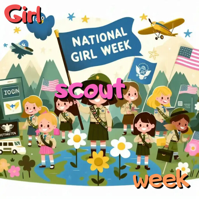 White Maximalist National Girl Scout Week  Instagram Post Instagram-opslag template