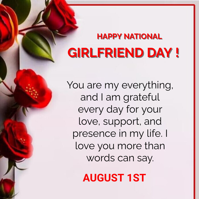 White Maximalist National Girlfriend Day  Ins Publicação no Instagram template