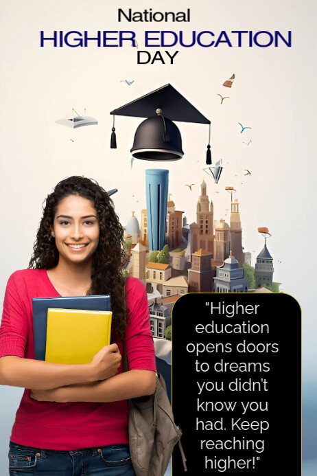 White Maximalist National Higher Education Day  Poster template