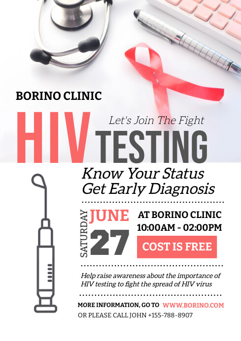 White Maximalist National Hiv Testing Day A4 Template | PosterMyWall