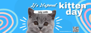 Blå National Kitten Day Zdjęcie w tle na Facebooka Template