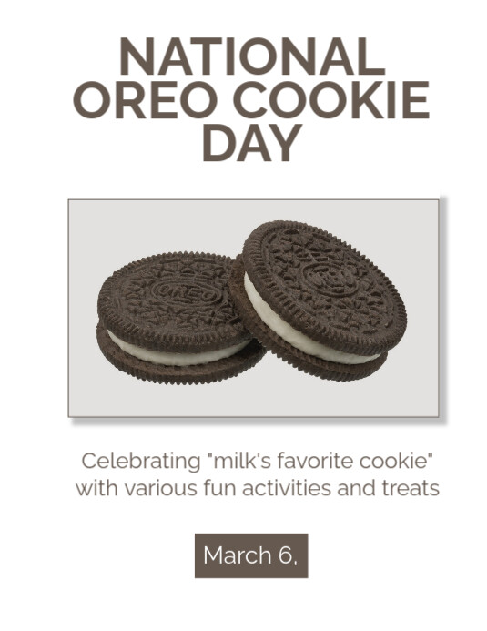 White Maximalist National Oreo Cookie Day Flyer (us Letter) Template