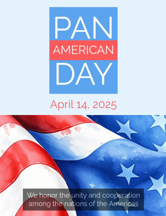 White Maximalist National Pan American Day 2025 Flyer (us Letter) template