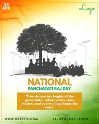 White Maximalist National Panchayati Raj Day Instagram Portrait template
