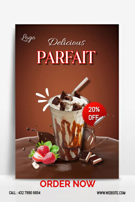 Parfait Front Design White Maximalist National Parfait Day Poster Template | PosterMyWall