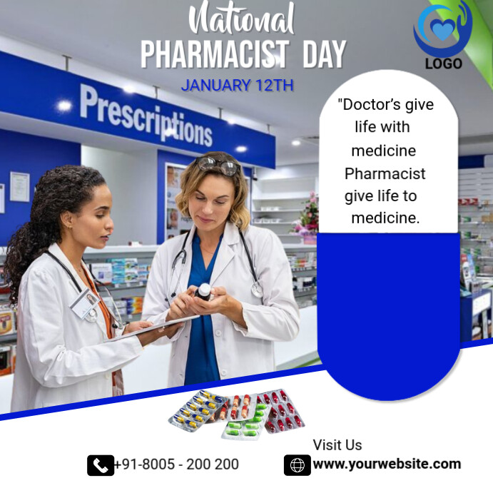 White Maximalist National Pharmacist Day Instagram Post template