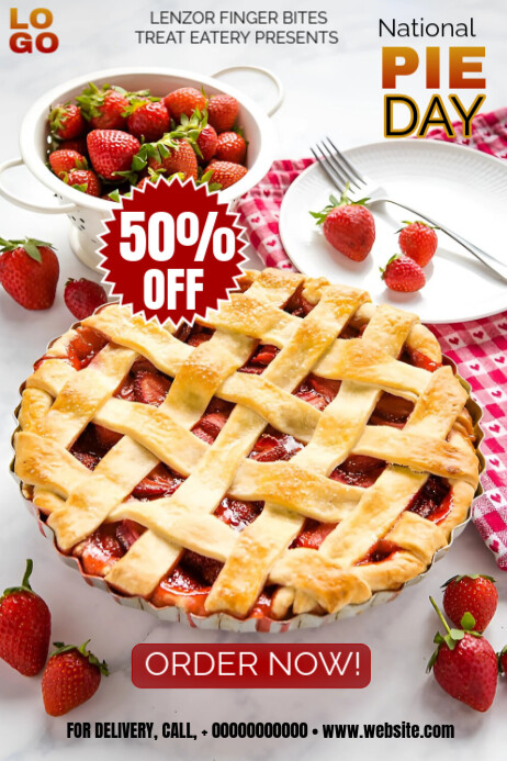 Pie Week Poster Plantilla de White Maximalist National Pie Day Poster | PosterMyWall