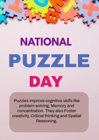 白色 National Puzzle Day A5 Template
