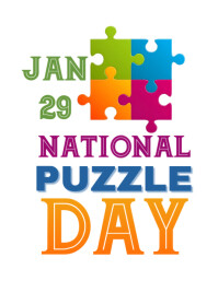 Blanco White Maximalist National Puzzle Day  Flyer (us Letter) Flyer Template