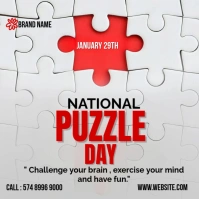 White Maximalist National Puzzle Day  Instagram Post template