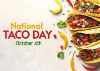 White Maximalist National Taco Day October 4th Postcard Postkort template