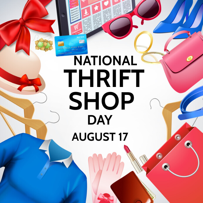 Store Theme Day White Maximalist National Thrift Shop Day In Template | PosterMyWall