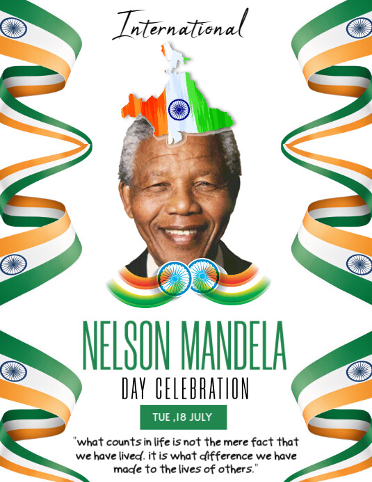White Maximalist Nelson Mandela Day Flyer (us Letter) template
