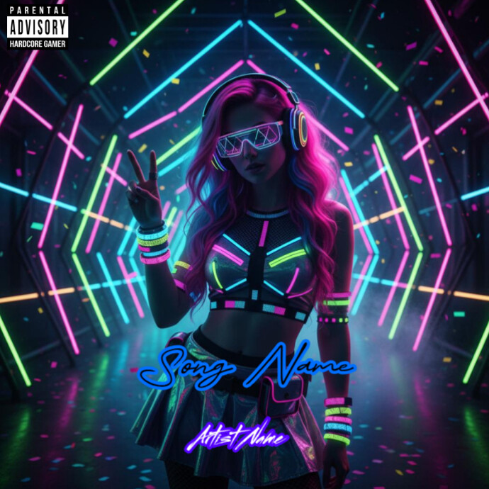 Copy of White Maximalist Neon Rave Girl | Colorful Edm Party Album ...