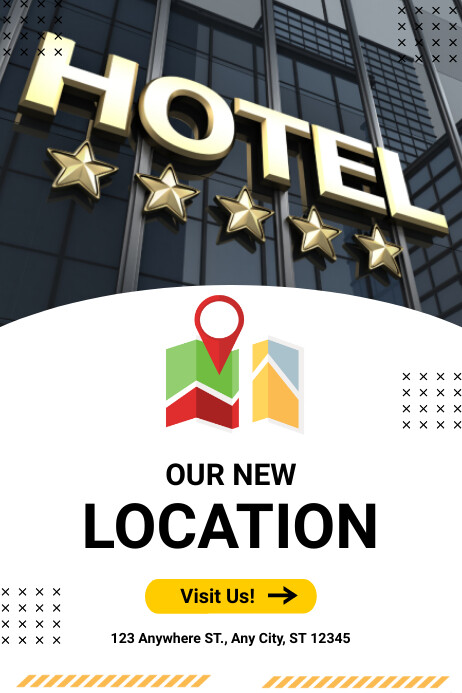 White Maximalist New Location Poster Template | PosterMyWall