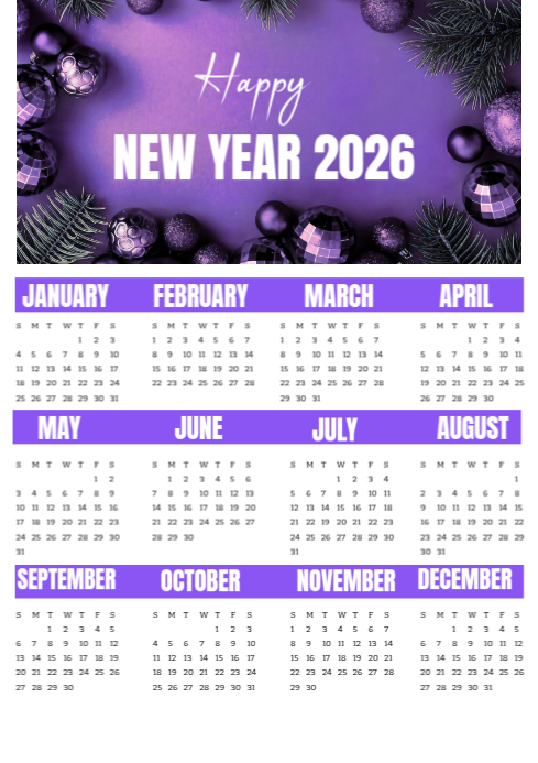 White Maximalist New Year 2026 A4 Template | PosterMyWall