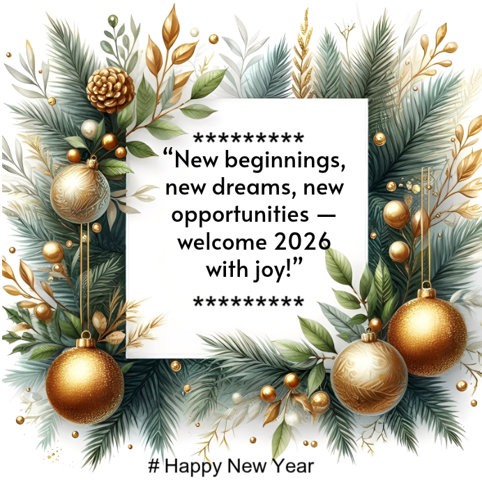 White Maximalist New Year 2026 Flyer Instagram Post Template | PosterMyWall