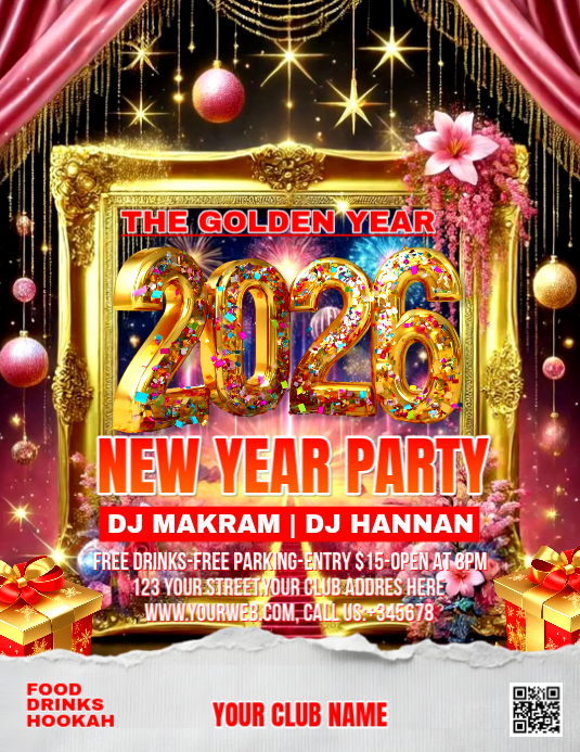 Plantilla de White Maximalist New Year Arty Flyer Flyer (us Letter ...