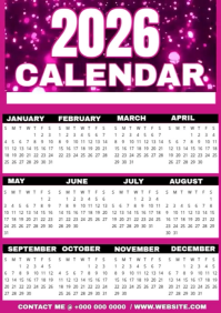White Maximalist New Year Calendar / 2026 Calendar A4 template