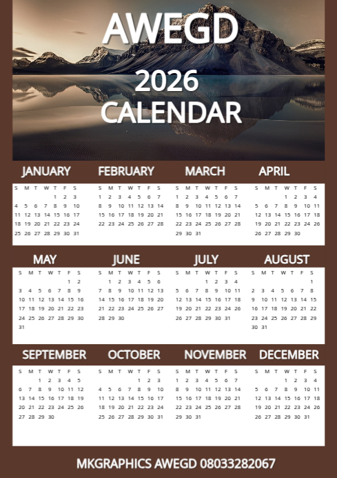 White Maximalist New Year Calendar A4 Template | PosterMyWall
