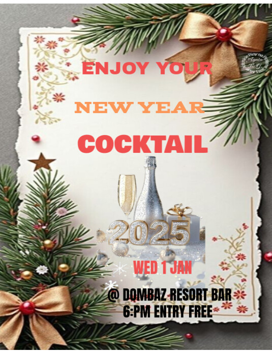 White Maximalist New Year Cocktail Night Party Flyer (us Letter ...