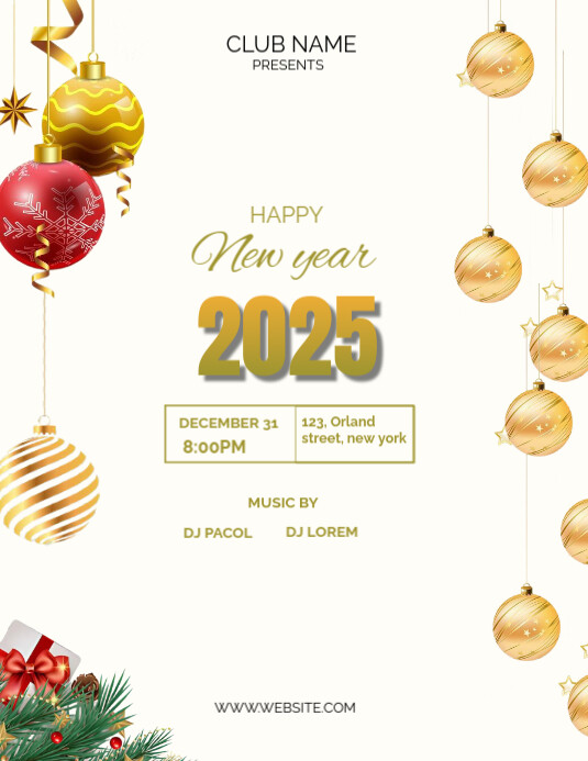 White Maximalist New Year Flyer (us Letter) Template | PosterMyWall