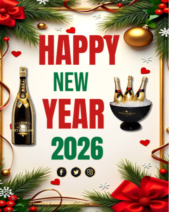 White Maximalist New Year Flyer Instagram Portrait Template | PosterMyWall