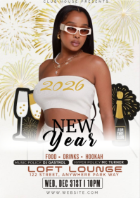 White Maximalist New Year Party A4 template