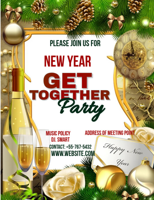 White Maximalist New Year Party Flyer Flyer (us Letter) Template ...