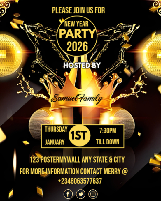 White Maximalist New Year Party Flyer Template  Instagram Portrait