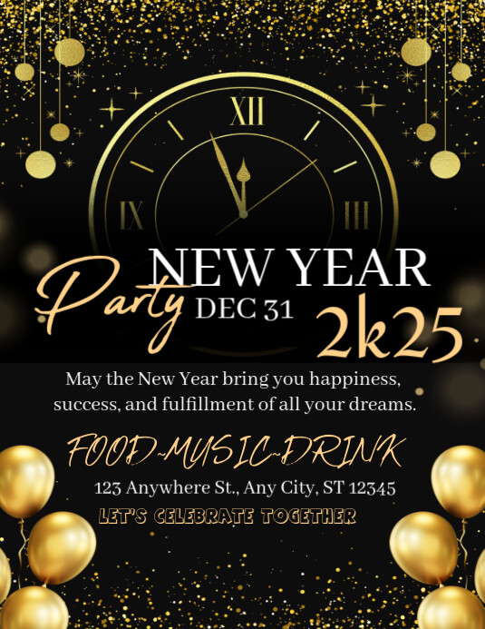 Copy of White Maximalist New Year Party Invitation Flyer (us Letter ...
