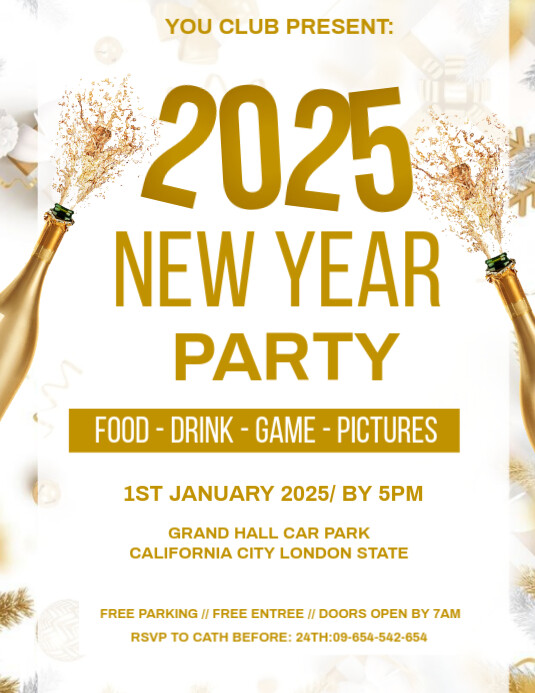 Copy of White Maximalist New Year Party Invitation Template Flyer (us ...