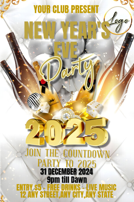 Copy of White Maximalist New Year Party Poster | PosterMyWall