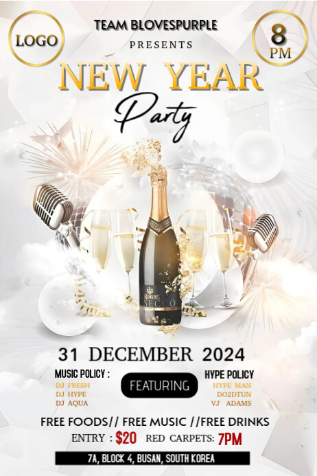 Copy of White Maximalist New Year Party Poster | PosterMyWall