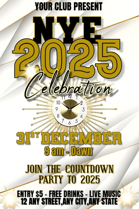 Copy of White Maximalist New Year Party Poster | PosterMyWall