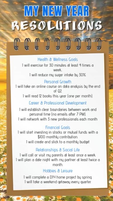 White Maximalist New Year Resolution Instagram Story template