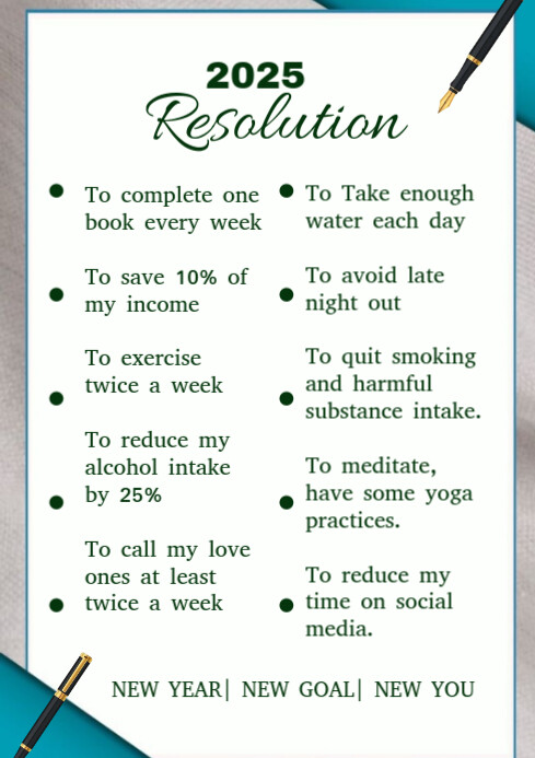 White Maximalist New Year Resolution Poster Template | PosterMyWall