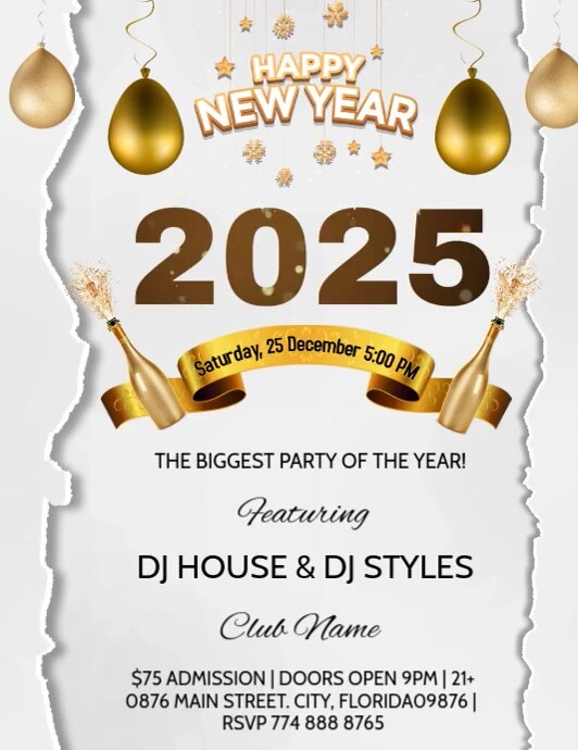 Copy of White Maximalist New Years Party Flyer (us Letter) | PosterMyWall