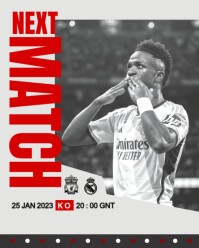 White Maximalist Next Match Football Fixture Preview Template Instagram Portrait