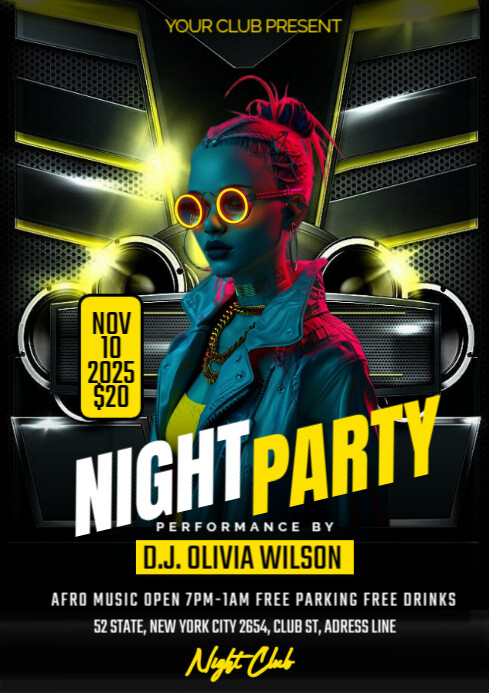 White Maximalist Night Party A1 Template | PosterMyWall