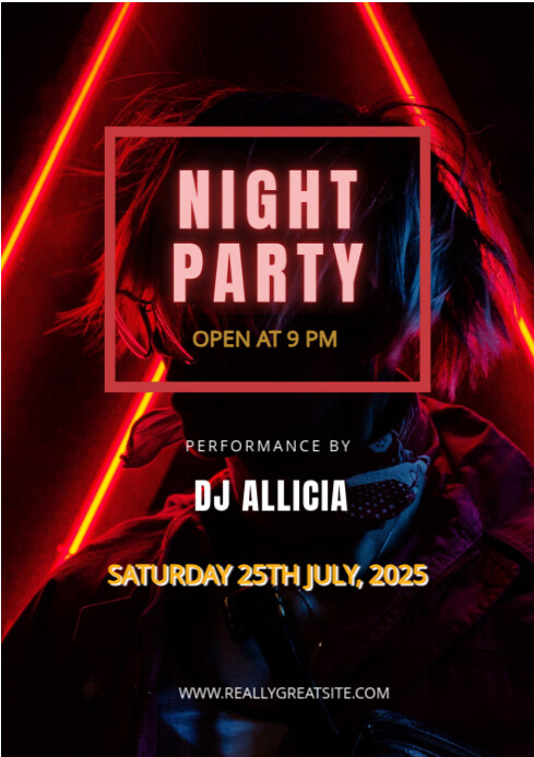 White Maximalist Night Party A4 Template | PosterMyWall
