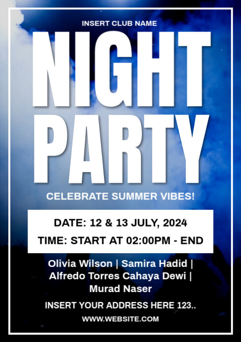 White Maximalist Night Party Invitation A4 Template | PosterMyWall