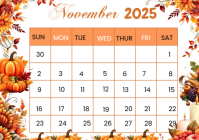 White Maximalist November Calendar  A3 template