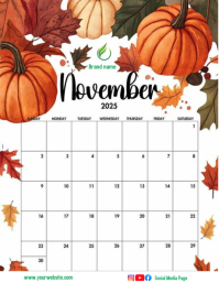 White Maximalist November Calendar Template  Flyer (us Letter)
