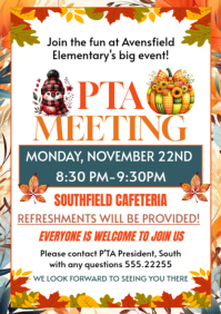 White Maximalist November Pta Meeting Invitation A4 template