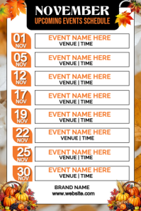 White Maximalist November Upcoming Events  Pinterest Graphic template