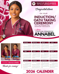 White Maximalist Nurse Induction 2026 Calendar Template  Instagram Portrait