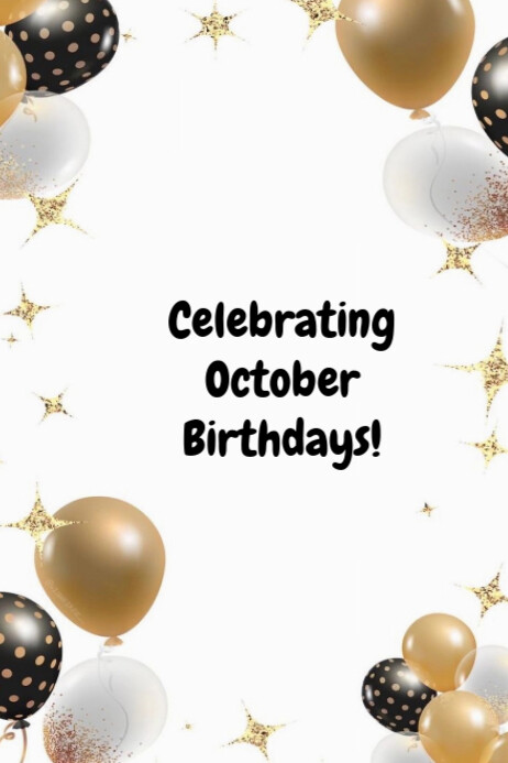 Copy of White Maximalist October Birthdays Banner 4' | PosterMyWall